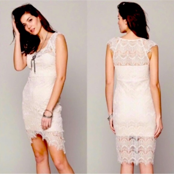 Intimately Free People Lace Peek a Boo Dress in ivory blush - size XS - Picture 1 of 11